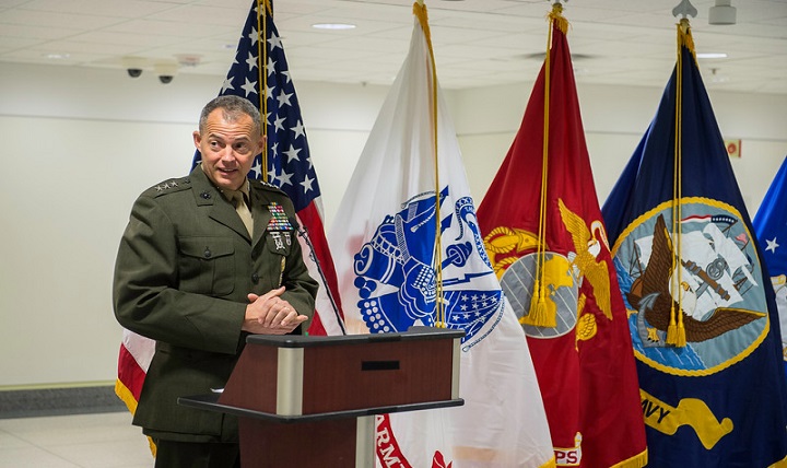 Marine Corps Lt. Gen. Robert R. Ruark, military deputy to the acting Secretary of Defense for personnel and readiness, was the keynote speaker for the Suicide Prevention Month kickoff event at the Pentagon, Sept. 7, 2016. 