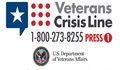 Lists number for Veterans Crisis Line (1-800-273-8255 and press 1) and the official VA seal