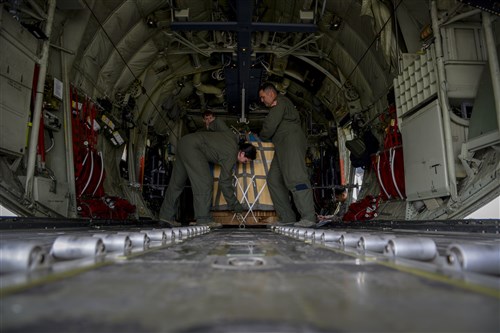 Senior Airman Emily Mitchell and Staff Sgt. Joshua Nelson, both 37th Airlift Squadron loadmasters secure cargo into a before flight during Exercise Thracian Summer 2016 July 17, Plovdiv, Bulgaria. Through strengthened relationships and consistent training exercises with allies and partners, the U.S. demonstrates its shared commitment to a safe and secure Europe. These off-station training events improve interoperability with international partners to ensure that we train like we fight when and if called upon to do so in the future. (U.S. Air Force photo/Senior Airman Nicole Keim)