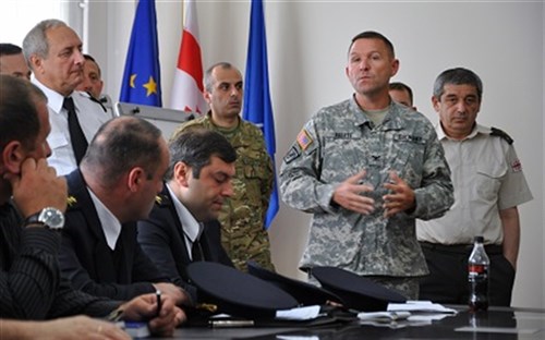 The U.S. Army and Georgia National Guard joined more than fifty civil and military representatives of the Country of Georgia to usher in the bilateral exercise. 