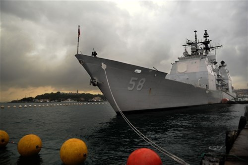 ISTANBUL, Turkey (Oct. 14, 2011) — The guided-missile cruiser USS Philippine Sea (CG 58) sits pierside in Istanbul, during a four-day port visit. Philippine Sea is on a regularly scheduled deployment in the Black Sea and serves to promote peace and security in the U.S. 6th Fleet area of responsibility.