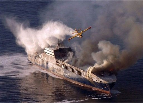 Cargo ship fire off coast of Croatia, Feb 2008