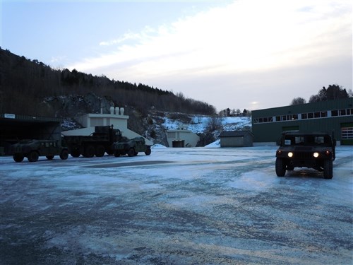 PANZER KASERNE, Germany -Marines move equipment that is earmarked to support Black Sea Rotational Force 11, Bjugn, Norway. Under the guidance of Marine Forces Europe, Marines with Marine Forces Reserve are utilizing equipment sets in Norway to save tremendously on transportation costs. USMC Photo