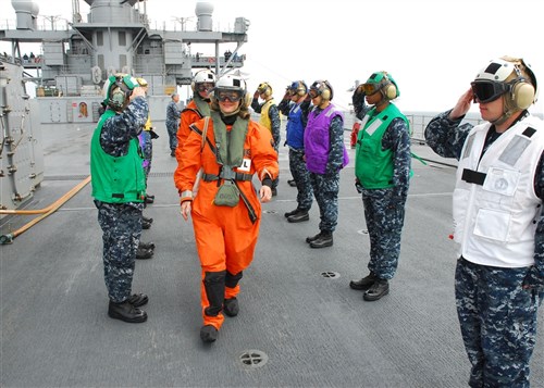 USS MOUNT WHITNEY, Baltic Sea &mdash; Swedish Ambassador Veronika Wand-Danielsson, Head of the Swedish Mission to NATO, is rendered honors aboard the amphibious command ship USS Mount Whitney (LCC/JCC 20) after her visit in support of the Baltic Operations (BALTOPS) exercise 2010 June 9. Sweden is one of the twelve nations that are participating in the 38th iteration of BALTOPS. The exercise is intended to improve interoperability with partner nations by conducting realistic training both on land and at sea. (U.S. Navy photo by Mass Communication Specialist 1st Class (SW/AW) Jenniffer Rivera
