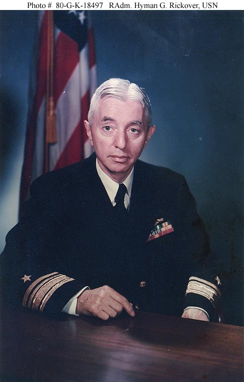 Adm. Hyman George Rickover exerted tremendous personal influence over the nuclear Navy in both an engineering and cultural sense. His views touched matters of design, propulsion, education, personnel, and professional standards. In every sense, he played the role of father to the nuclear fleet, its officers, and its men. After sixty-four years of service, Rickover retired from the Navy as a full admiral on 19 January 1982.  Named in his honor is the USS Hyman Rickover SSN-709. Naval History and Heritage Command portrait.