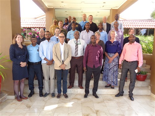 Attendees at the Djibouti Oil Response Workshop pose for a group photo.         