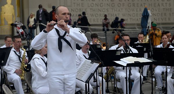 NEW YORK (May 18, 2015) Musician Seaman Kyle Phipps performs a solo as a member of the U.S. Navy Band Northeast Pops Ensemble as they start Navy Fleet week events at the Brooklyn Public Library. Fleet Week New York, now in its 27th year, is the city's time-honored celebration of the sea services. It is an unparalleled opportunity for the citizens of New York and the surrounding tri-state area to meet Sailors, Marines and Coast Guardsmen, as well as witness firsthand the latest capabilities of today's maritime services. U.S. Navy photo by Mass Communication Specialist 1st Class Andre N. McIntyre.