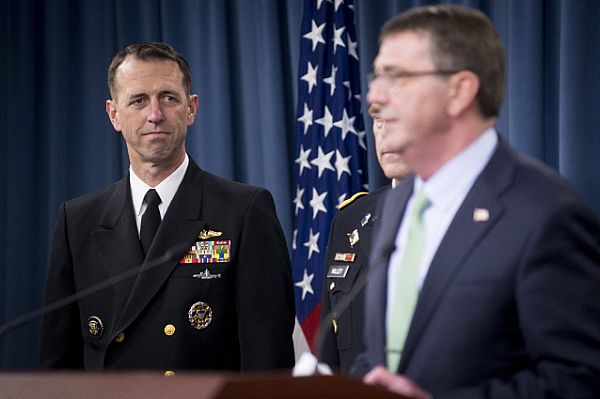 WASHINGTON (May 13, 2015) Secretary of Defense Ashton Carter announces during a Pentagon press briefing that he has recommended Adm. John M. Richardson as the next Chief of Naval Operations (CNO). U.S. Navy photo by Mass Communication Specialist 1st Class Nathan Laird.