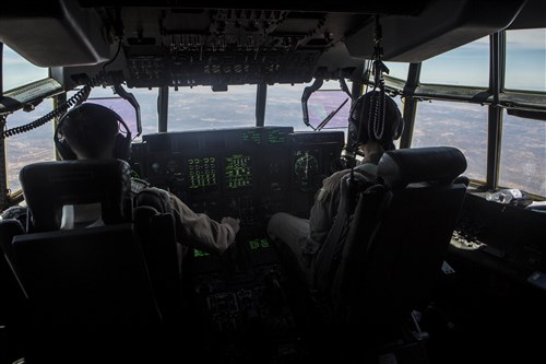 U.S. Marines with Special-Purpose Marine Air-Ground Task Force Crisis Response-Africa fly an aerial refueling mission with pilots from the Spanish Air Force, Aug. 13, near Morón Air Base, Spain. While this particular training was a first for the two countries, the U.S. and Spain work together routinely, fostering one of the closest defense partnerships around the world. (U.S. Marine Corps photo by Staff Sgt. Vitaliy Rusavskiy/Released)