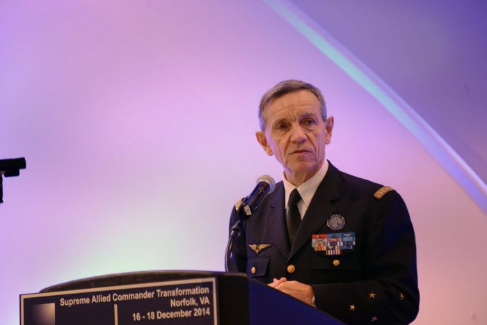 Supreme Allied Commander Transformation French Air Force General Jean-Paul Paloméros delivers opening remarks during the 2014 Chiefs of Transformation Conference. Photo by ACT PAO.