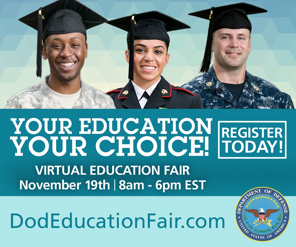 PENSACOLA, Fla. (Nov. 6, 2015) The DoD Voluntary Education Fair Banner.  Questions about the banner or the Virtual Education Fair or the banner may be directed to Navy VOLED PAO at 850-473-6007. U.S. Navy graphic 