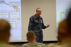 STUTTGART, Germany (Aug. 24, 2016) -- U.S. Navy Cmdr. Byron Wiggins of U.S. Africa Command's Surgeon's Office, addresses participants during AFRICOM's Surgeon's Conference on Aug. 24 at Kelley Barracks. Entitled "Strength Through Health," the conference allowed participants to discuss ways to leverage capabilities of all partners, including international and interagency, on the African continent to deliver health services to U.S. and combined forces. (Official Dept. of Defense photo by Jason D. Johnston/RELEASED)