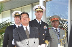 Senior Leaders from AFRICOM and Madagascar at Africa Endeavor, an annual communications and information-sharing event that helps develop multinational communications interoperability for African Union and United Nations mandated peace keeping and disaster response missions in Africa, Aug, 22, 2016, Antananarivo, Madagascar. (Photo by U.S. AFRICOM Public Affairs/Released)