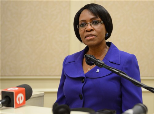  Segakweng Tsiane, permanent secretary of the Botswana Ministry of Defense, Justice and Security, speaks during the closing ceremony for Africa Endeavor 2015 in Gaborone, Botswana, Aug. 28, 2015. More than 1,800 communications specialists from 40 countries, six African regional organizations and six international partner nations have participated in past Africa Endeavor events.
