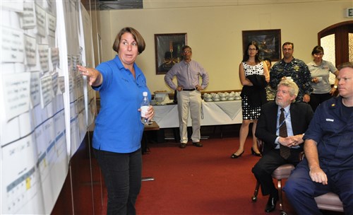 Angela Sherbenou is the USAID’s Office of Foreign Disaster Assistance (OFDA) advisor to U.S. Africa Command.  She talked to AFRICOM personnel about the role of the U.S. military in disaster response efforts during the Joint Humanitarian Operations Course (JHOC), conducted for AFRICOM staff, August 21, Stuttgart, Germany. (U.S. Africa Command photo by Brenda Law, Public Affairs Specialist/Released)