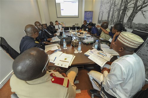 Exercise participants engage in an interactive dialogue about the five pillars of disaster management: communications, health, logistics, operations and security, during the Republic of Senegal Disaster Preparedness and Response Exercise in Dakar, Senegal, 3 June. The event represents successful international collaboration, hosted by the Government of Senegal, sponsored by USAFRICOM and executed by The Center for Disaster and Humanitarian Assistance Medicine.   (U.S. Africa Command photos by Petty Officer First Class D. Keith Simmons)