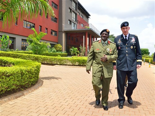 U.S. Army Gen. David M. Rodriguez, the commander of U.S. Africa Command met Ugandan Chief of Defense Forces Katumba Wamala and other senior officials of the Uganda People’s Defense Forces in Kampala Sept. 30, 2015. (Photo courtesy U.S. Embassy - Kampala)