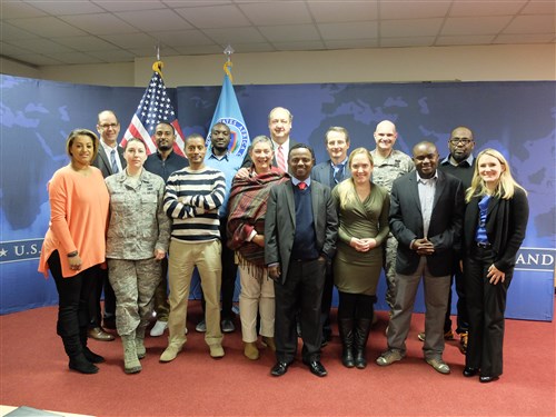 A delegation of African Union journalists spent the week of 9-12 Feb., 2015 visiting U.S. Africa Command to learn about the command’s mission and programs. (U.S. AFRICOM photos by Brenda Law/Released)