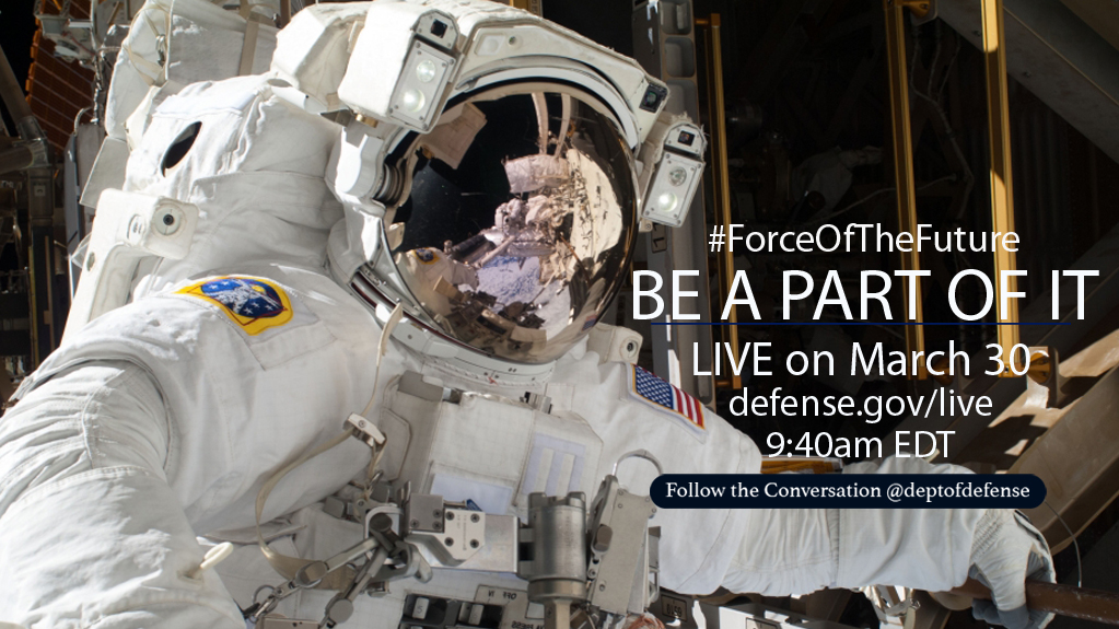 During his trip to Philadelphia and New York state March 30-31, 2015, Defense Secretary Ash Carter will discuss building "the force of the future" and what the Department of Defense must do to change and adapt to maintain its superiority well into the 21st century. DoD photo/graphic  