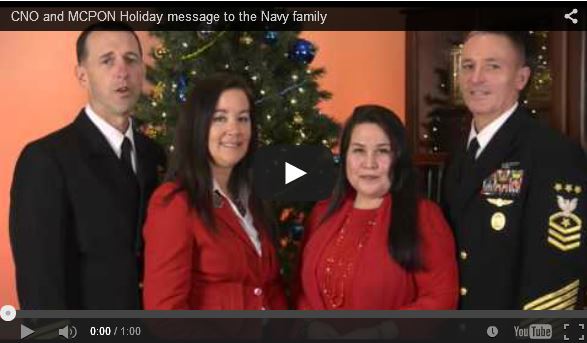 <a href="https://youtu.be/UaioGUez-F8" alt='Link will open in a new window.' target='whole'>View the holiday message from the CNO and MCPON</a> (RT: 0:59) 
 
