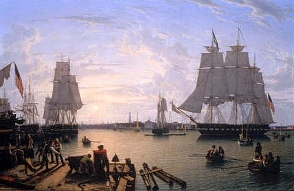 Boston Harbor from Constitution Wharf by Robert Salmon. USNA permanent art collection.