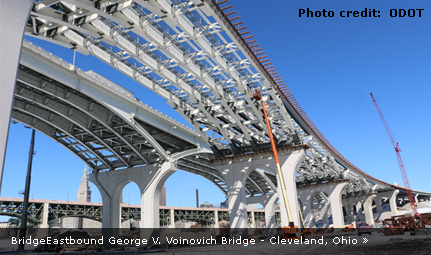 Eastbound George V. Voinovich Bridge - Cleveland, Ohio