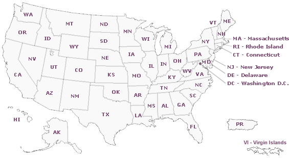 Map of US States with Links to Project Pages