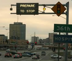 Photo: Prepare to Stop signal before intersection