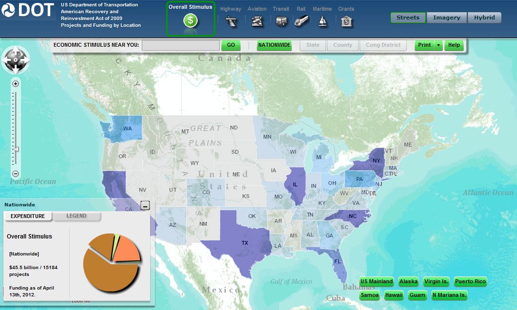 Screen Shot of Interactive Map of Recovery Projects