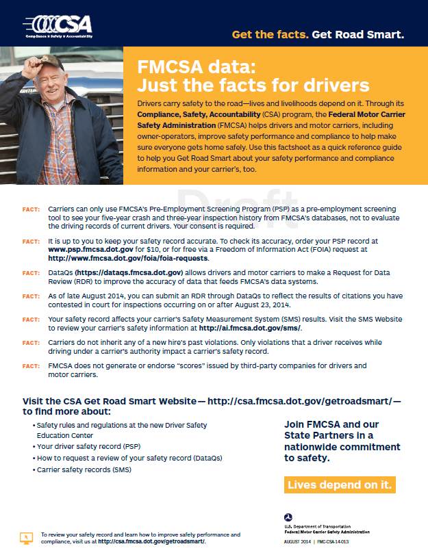 Just The Facts for Drivers Factsheet
