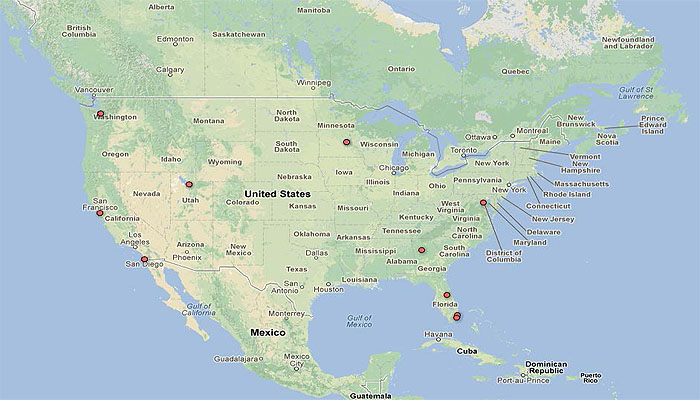 Figure 13. Dynamic Tolling Projects in the United States. Please see the Extended Text Description below.