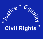 Graphic with words Justice, Equality and Civil Rights