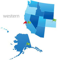 Map of the Western Region showing the states previously listed