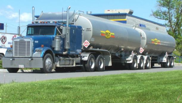 Fuel tanker with placard