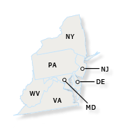 Map of the FAA Eastern Region
