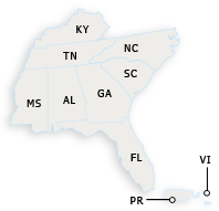 Map of the FAA Southern Region