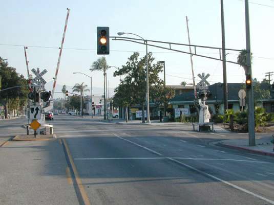 Figure 53. Queue Cutter, Magnolia Street at Union Pacific Railroad, Riverside, California. Image of railroad crossing.