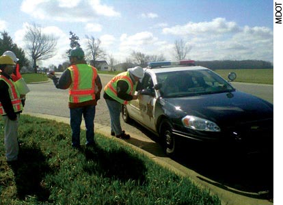 Here, MDOT staff and law enforcement participate in road safety audit training, which is part of Michigan’s Local Safety Initiative.