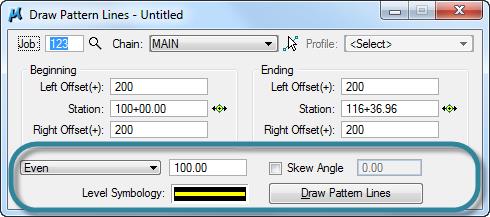 Draw Pattern Lines dialog with bottom portion highlighted