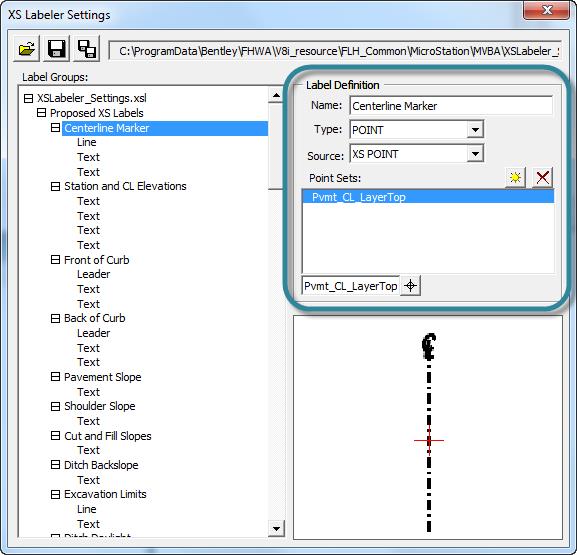 XS Labeling Settings dialog with Label Definition highlighted