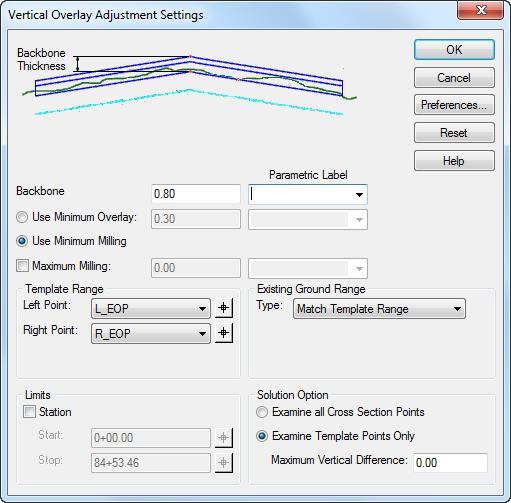 Vertical Overlay Adjustment Settings dialog