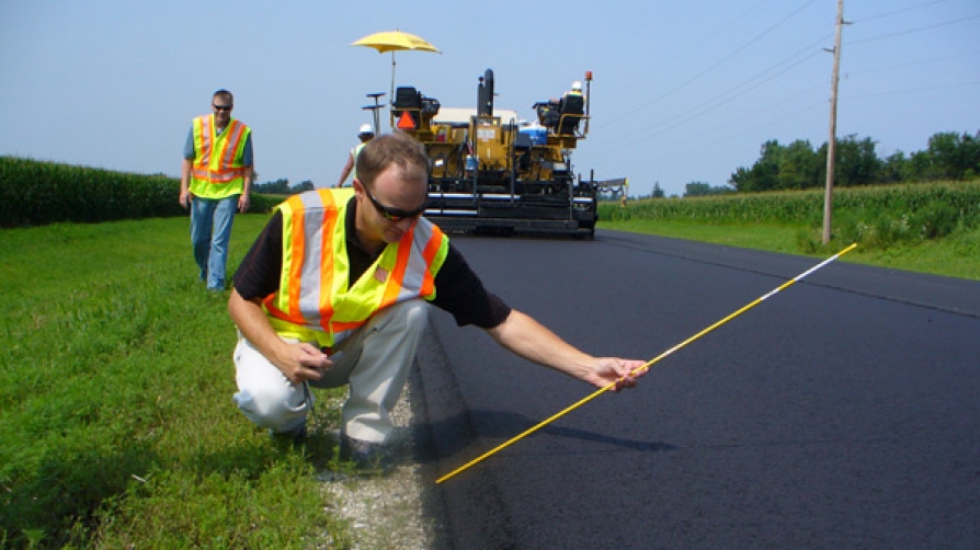 Workers along highway