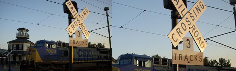 An image of a railroad crossing sign