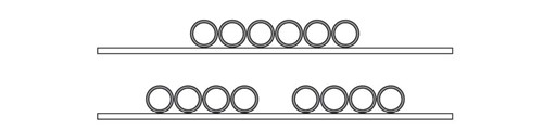 Diagram of one row of concrete pipe's that go the half the length of the truck. Diagram of two groups of concrete pipe's that are seperate but are still only one row.