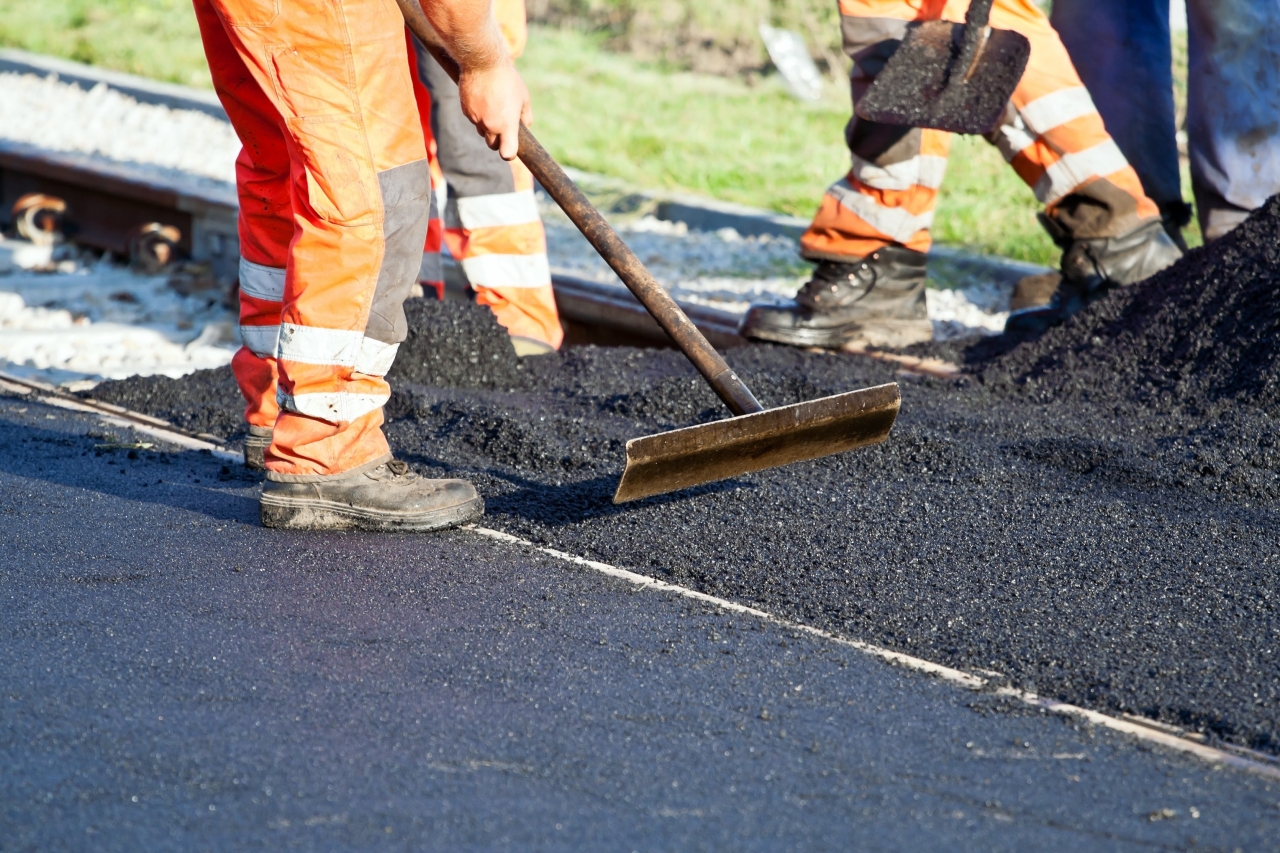 Close-up photo of pavement work