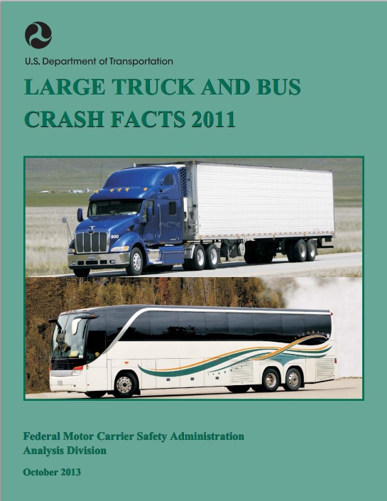 Cover for the 2011 Large Truck and Bus Crash Facts brochure