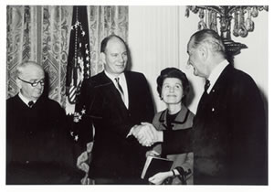 LBJ Congratulates Alan Boyd as the First Secretary of Transportation