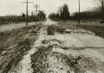 Many stretches of road were like this before being resurfaced with concrete.