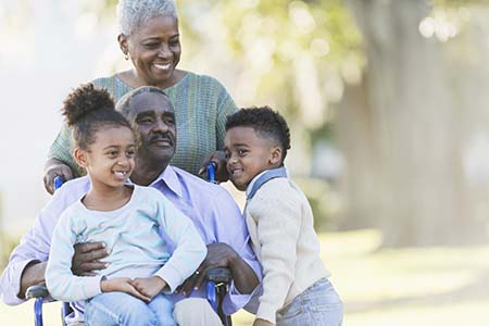 African American grandparents with their grandchildren