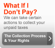 What if I don't pay? We can take certain actions to collect your unpaid taxes. The collection process and your rights.